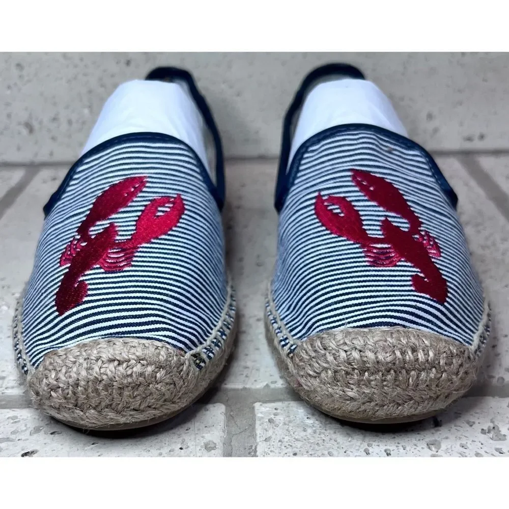 G.H. Bass & Co. Jenna Critter Lobster Crawfish Flats Red Blue Espadrilles Sz 9